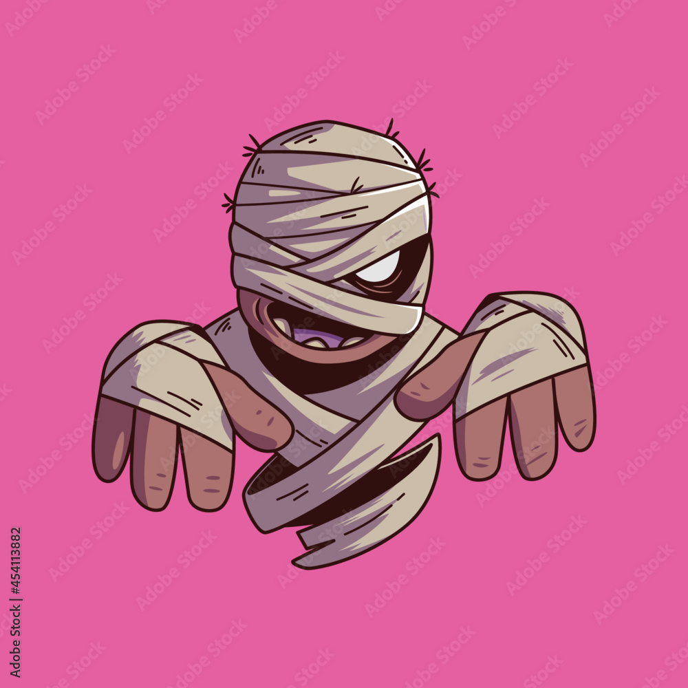 Halloween holiday cute mummy element. Childish print for t-shirt, apparel, sticker, cards and nursery decoration. Vector Illustration Halloween holiday cute mummy element. Childish print for t-shirt, apparel, sticker, cards and nursery decoration. Vector Illustration