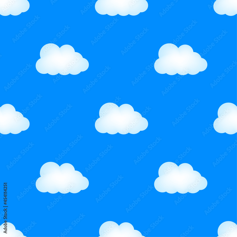 Blue sky, clouds. Cloud pattern, cloud shape. Vector illustration.