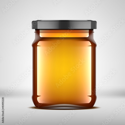 3D Ideal Transparent Glass Jar With Honey