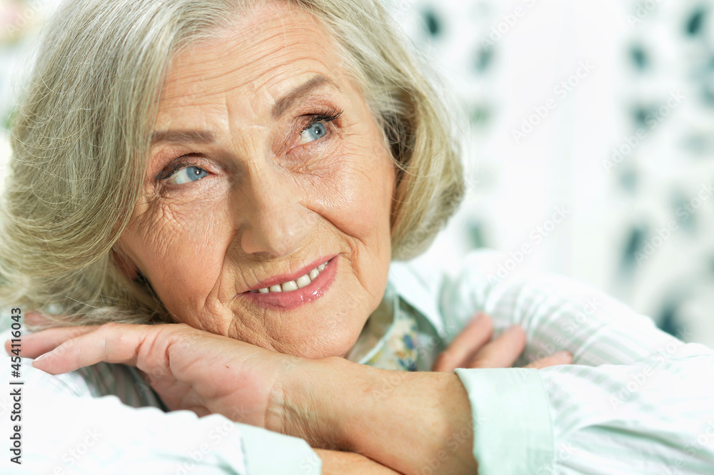 portrait of happy senior woman at home portrait of happy senior woman at home