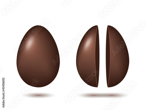 3D Whole And Broken Chocolate Egg With Shadow