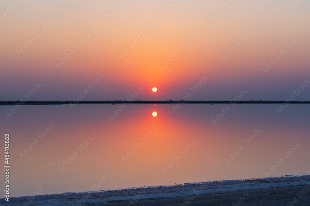 Salt lake at sunset time