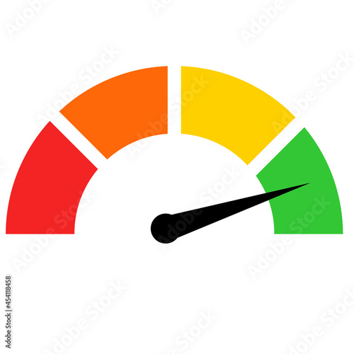 Speedometer icon on white background. Colorful gauge sign. Credit score meter symbol. flat style.
