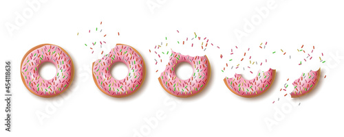 Realistic Donut With Sprinkles Isolated On White