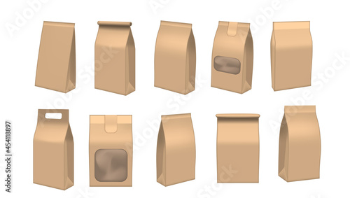Takeout Food Craft Package Set. Various Brown Bag