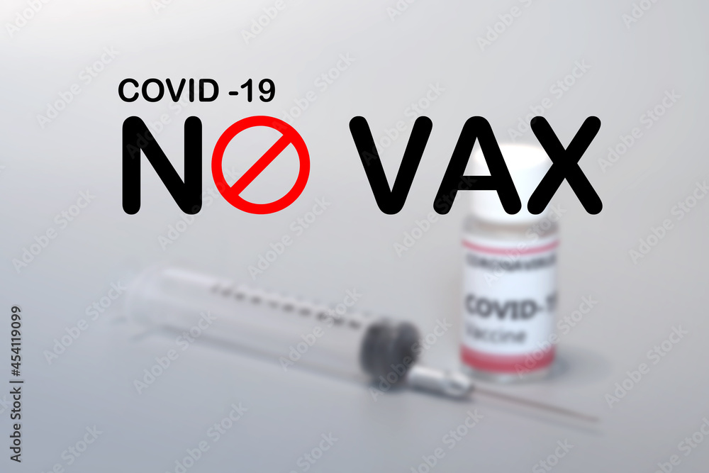 Covid 19 NO VAX logo. No Vax Thinking Concept. Logo of people opposed to vaccine. No Vaccine