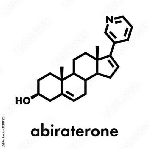 Abiraterone prostate cancer drug molecule. Skeletal formula.