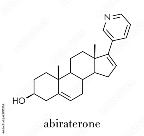 Abiraterone prostate cancer drug molecule. Skeletal formula.