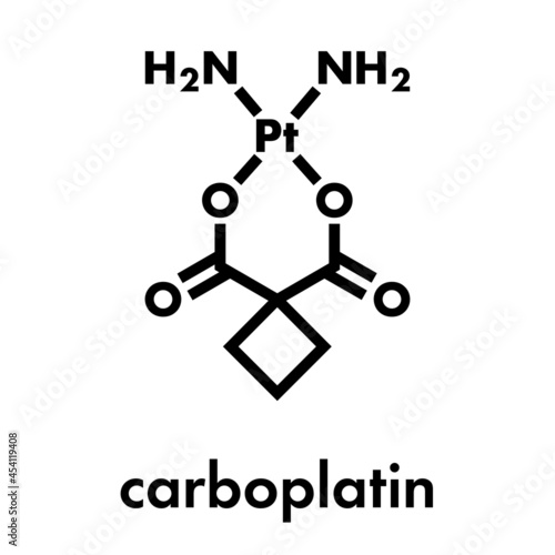 Carboplatin cancer chemotherapy drug molecule. Skeletal formula.