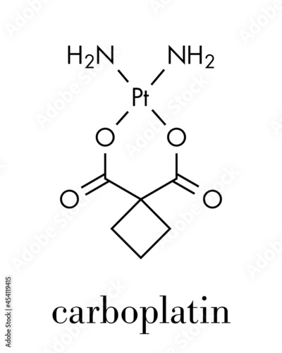 Carboplatin cancer chemotherapy drug molecule. Skeletal formula.