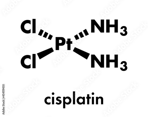 Cisplatin cancer chemotherapy drug molecule. Skeletal formula.