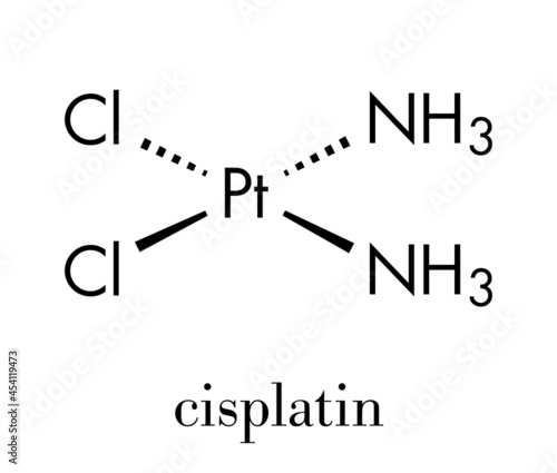 Cisplatin cancer chemotherapy drug molecule. Skeletal formula.