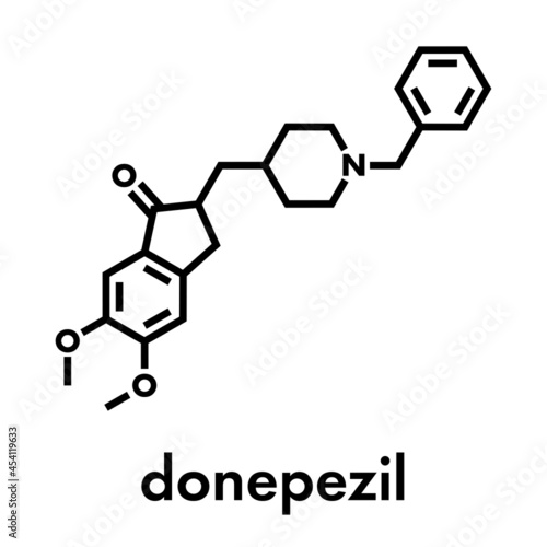 Donepezil Alzheimer's disease drug molecule. Skeletal formula.