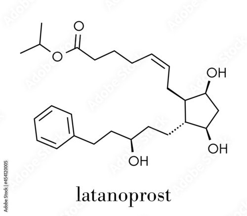 Latanoprost glaucoma drug molecule. Skeletal formula.