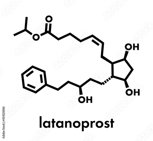 Latanoprost glaucoma drug molecule. Skeletal formula.