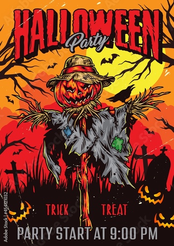 Halloween party colorful vintage poster