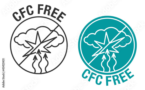 CFC free - strikethrough freon, aerosol component