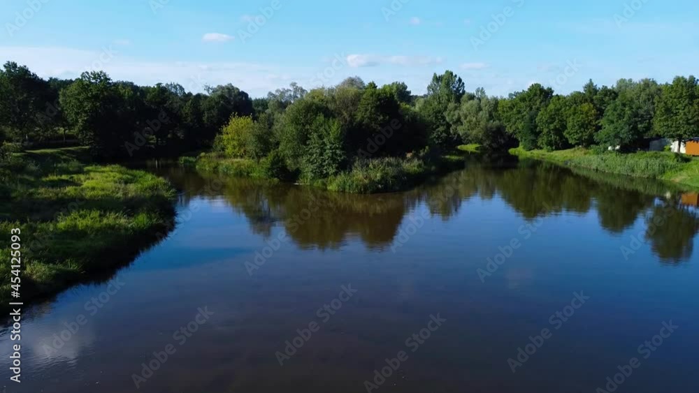 The Warta river shown from above in Konopnica, central Poland. 