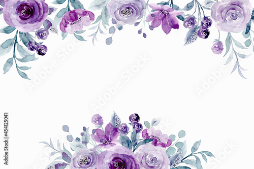 Spring purple floral background with watercolor