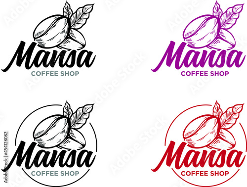 Logo illustration du cacao pour le café et établissement agricole