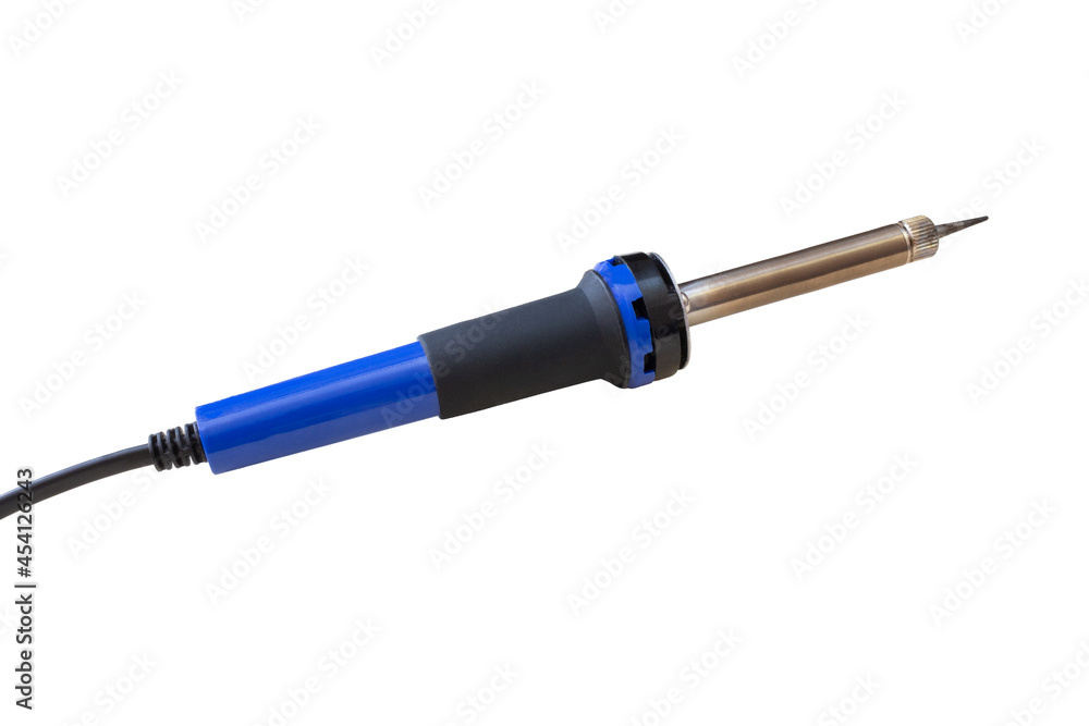 Soldering iron with blue handle on a white background. Isolated. Soldering iron with blue handle on a white background. Isolated.