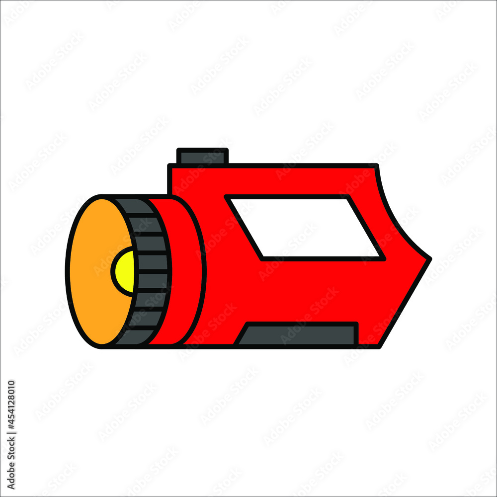 Flat illustration of flashlight or torch vector design on white background. color editable eps 10