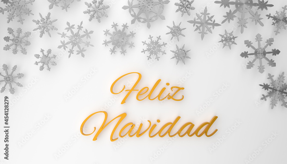 Modern Spanish Merry Christmas background with snowflakes on white, Feliz Navidad Modern Spanish Merry Christmas background with snowflakes on white, Feliz Navidad