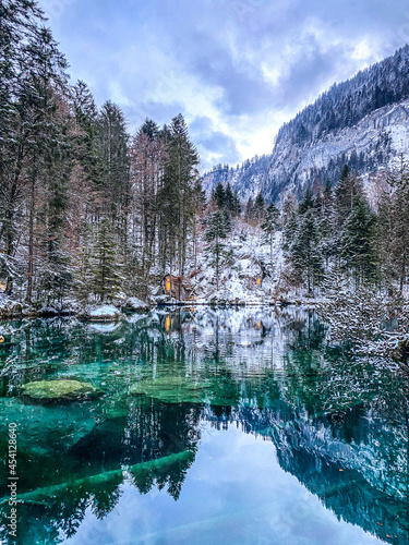 A great view of Blausee lake in Switzerland © Alireza