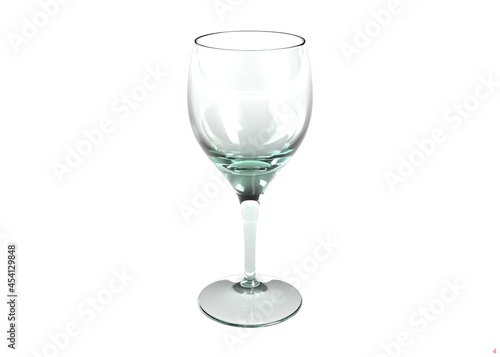 3D illustration of empty wine glass isolated on white
