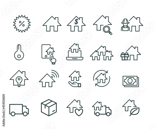 Smart home and Building Icons set,Editable Stroke,Vector Line