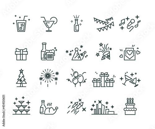 Party and Celebrate Icons set,Editable Stroke,Vector Line