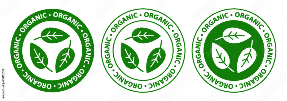 100% Organic Label Icon Sign. Sticker organic vector icon. Package packet logo. Organic food 100% Organic Label Icon Sign. Sticker organic vector icon. Package packet logo. Organic food