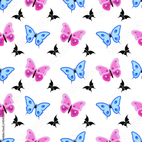 Butterflies vector maddening pattern. Design for gift paper, textiles, clothing.
