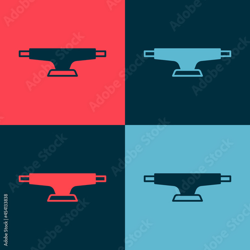 Pop art Skateboard wheel icon isolated on color background. Skateboard suspension. Skate wheel. Vector