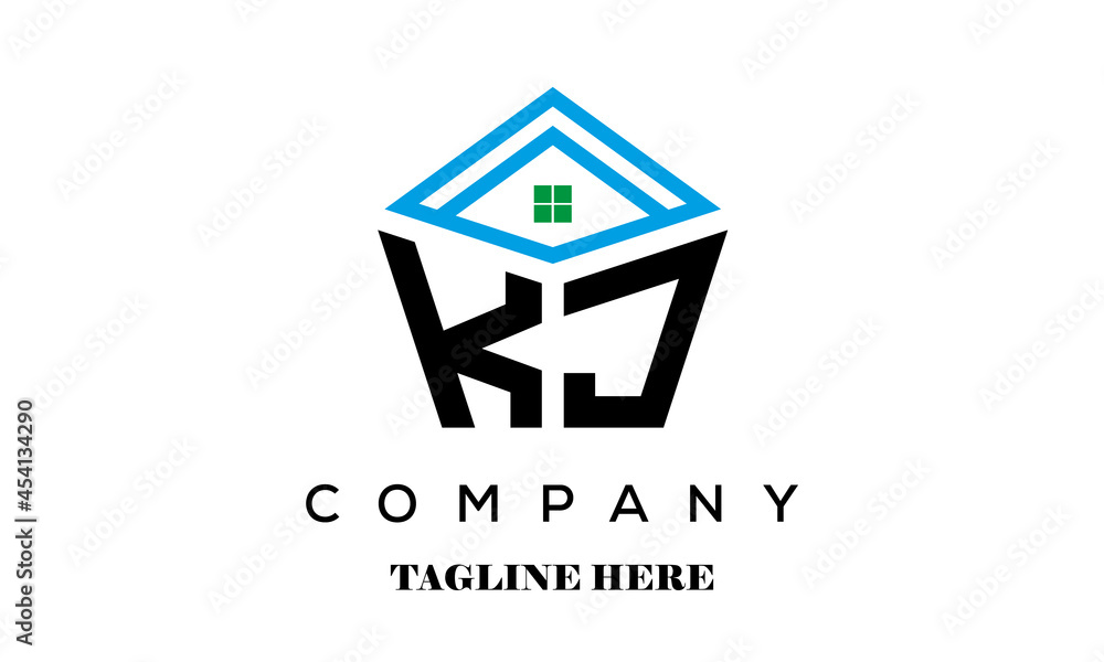 KJ real estate latter logo vector