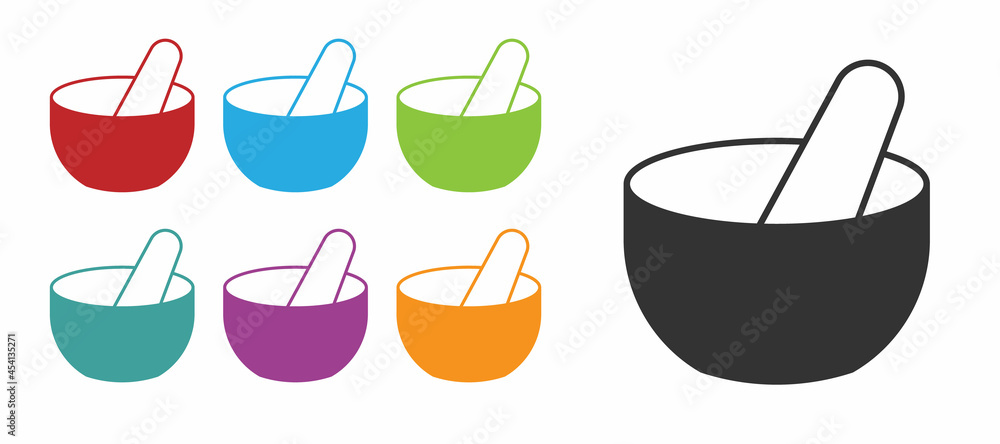 Black Witch cauldron icon isolated on white background. Happy Halloween party. Set icons colorful. Vector
