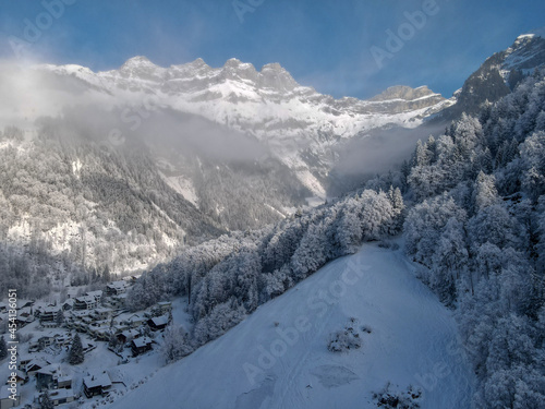 Wallpaper Mural Winter landscape view at the village of Engelberg in the Swiss alps Torontodigital.ca