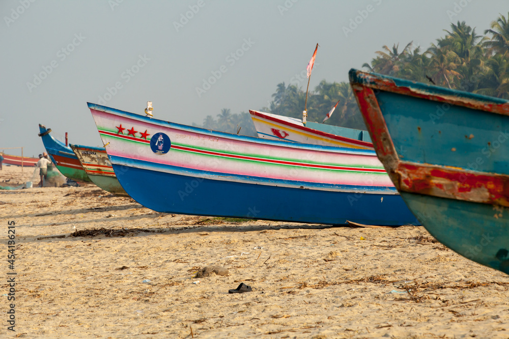 Fototapeta premium fishing boats on the beach