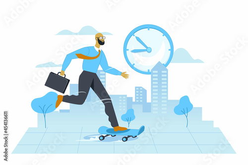 Get on time in office illustration concept vector