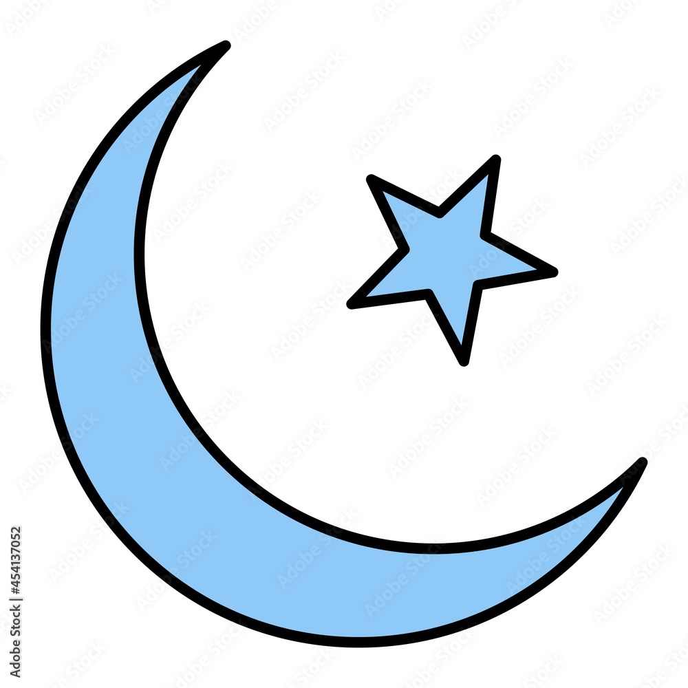 Vector Crescent Moon Filled Outline Icon Design Vector Crescent Moon Filled Outline Icon Design