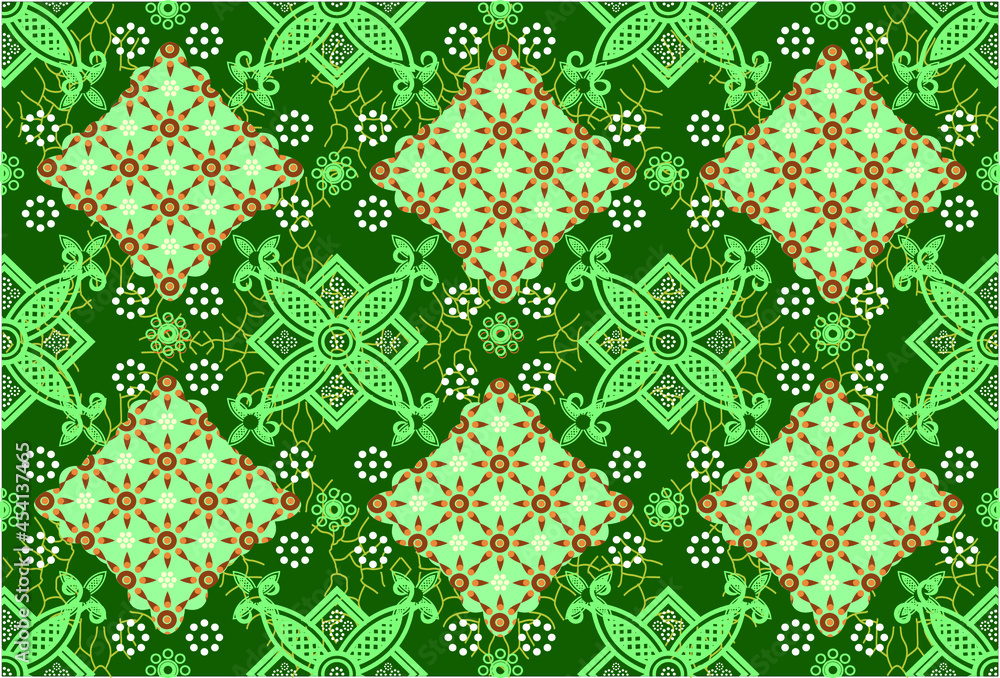 Indonesian batik motif with a very distinctive plant pattern. Exclusive vector for design Indonesian batik motif with a very distinctive plant pattern. Exclusive vector for design