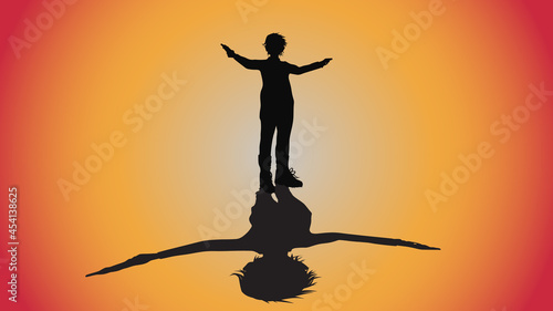 abstract background of silhouette man with revolver gun pose
