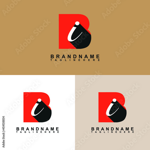 BI letter logo vector design with three colors