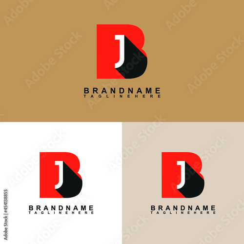 BJ letter logo vector design with three colors