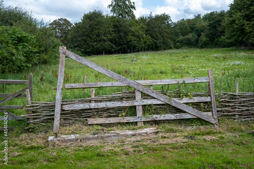 Old five bar gate in field