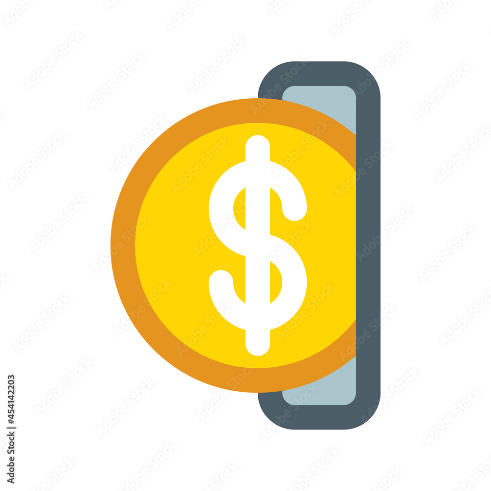 Illustration vector graphic icon of Insert Coin. Filled Line Style Icon. Vector illustration isolated on white background. Perfect for website or application design. Illustration vector graphic icon of Insert Coin. Filled Line Style Icon. Vector illustration isolated on white background. Perfect for website or application design.