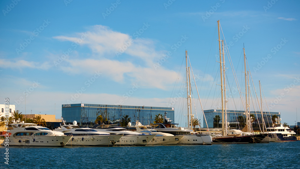 Tarragona, Spain - April 6, 2019: Many Yachts parked in Port