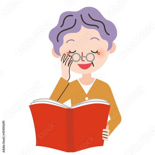 読書をするおばあさん