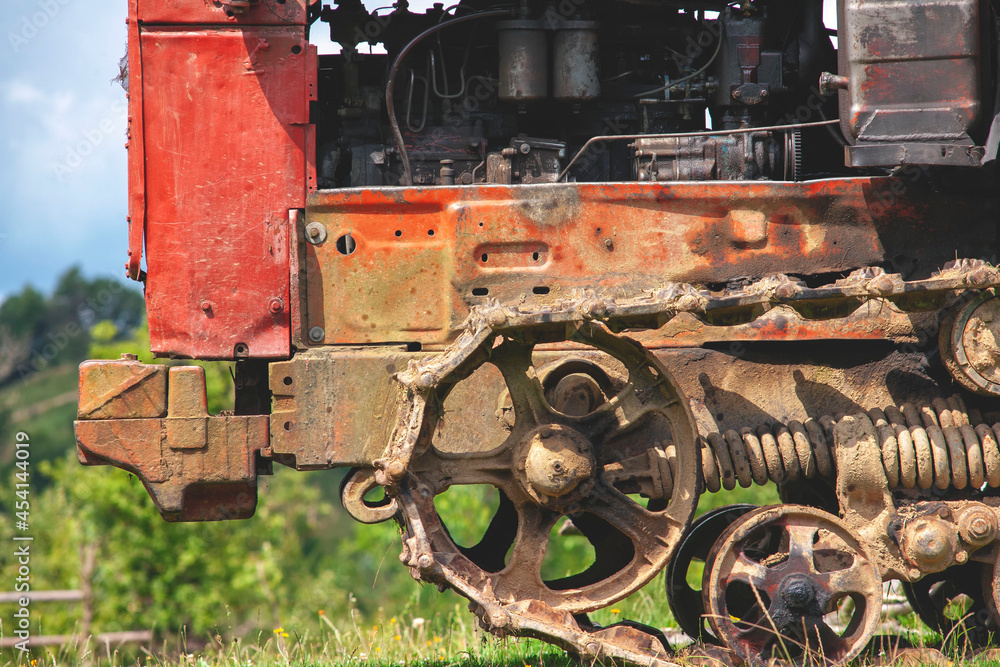fragment of a tractor on tracks