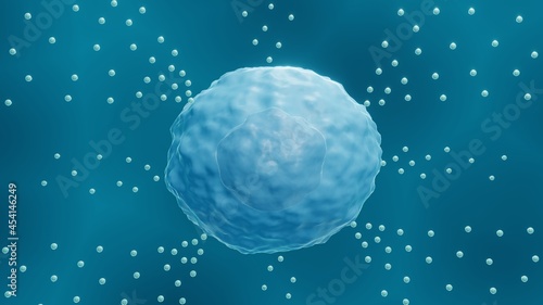 Mast cell releasing histamine, Immune system cell 3d illustration photo